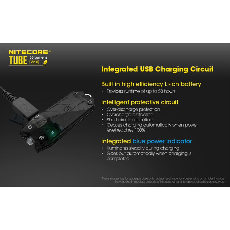 Nitecore TUBE V2.0 LED Keychain 55L Rechargeable Flashlight