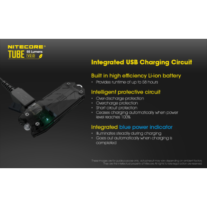 Nitecore TUBE V2.0 LED Keychain 55L Rechargeable Flashlight