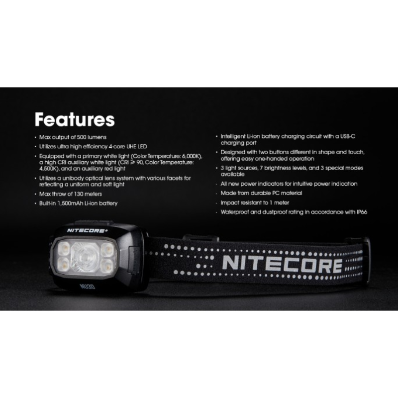 Nitecore NU30 500L NiteLab UHE LED Rechargeable Headlamp
