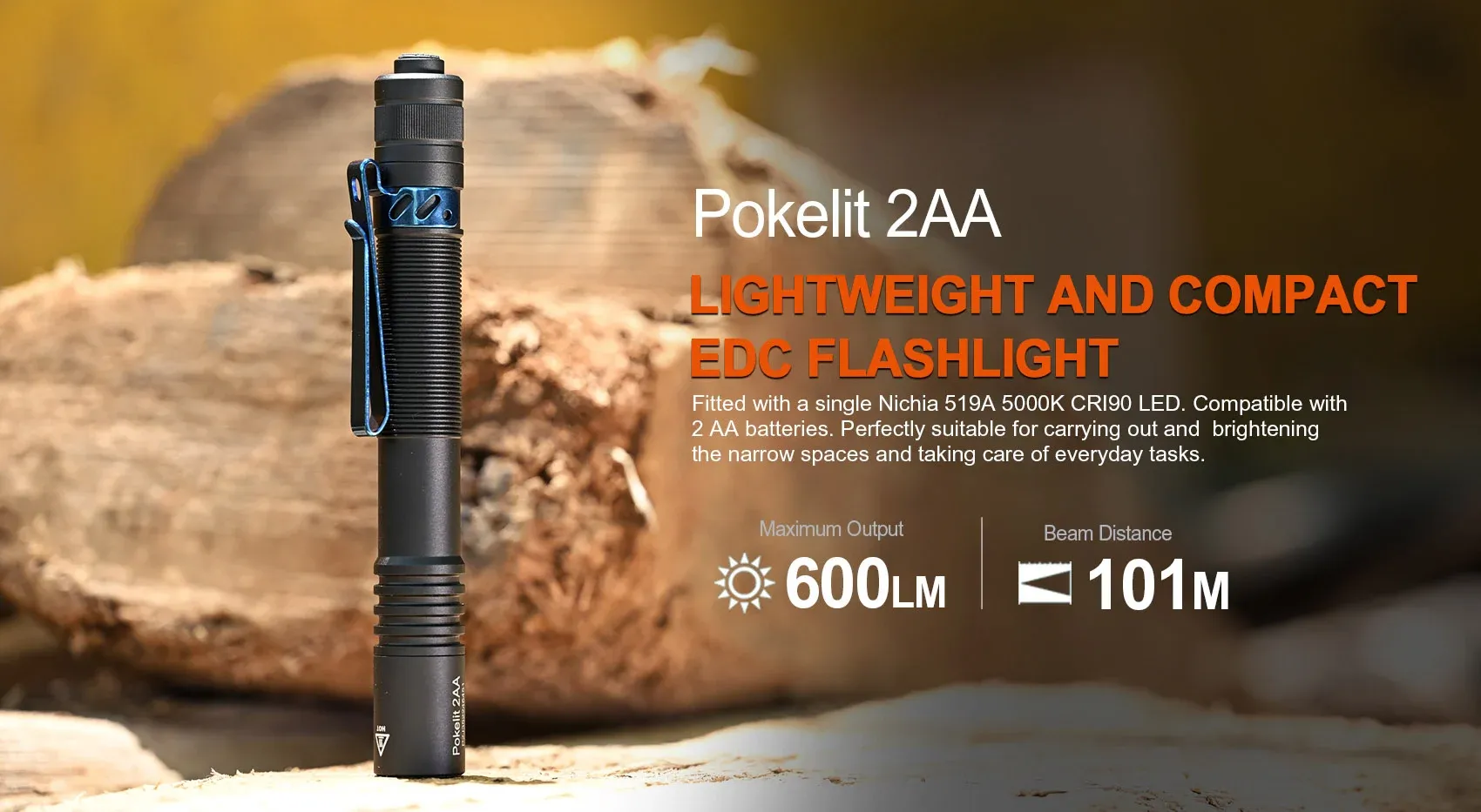 Acebeam Pokelit 2*AA 600 Lumens EDC Flashlight
