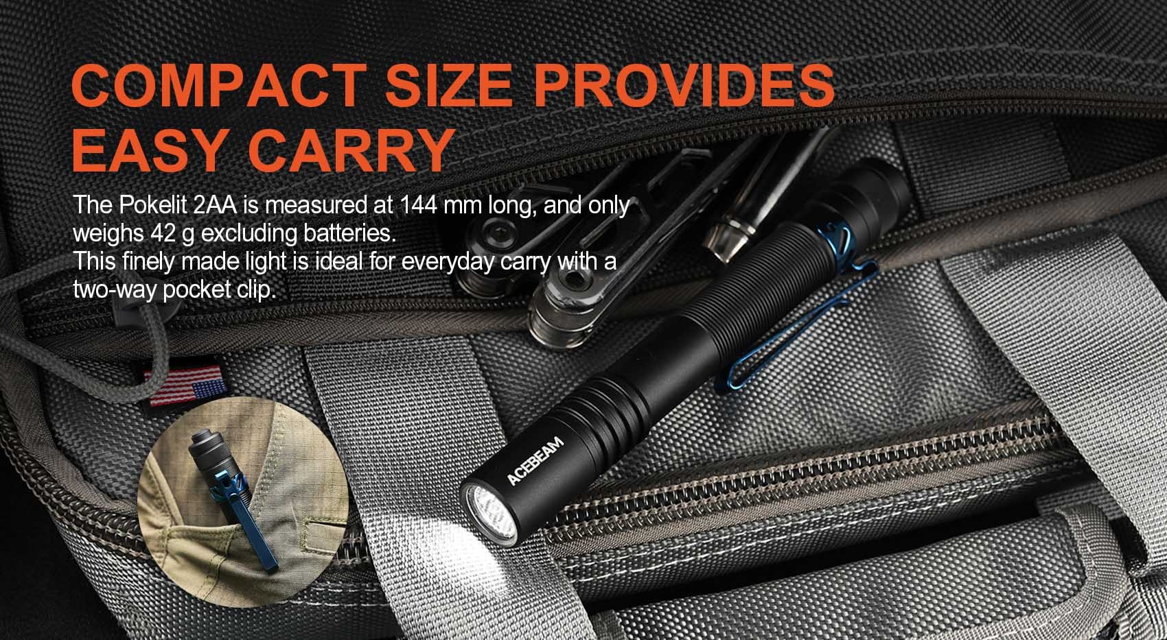 Acebeam Pokelit 2*AA 600 Lumens EDC Flashlight