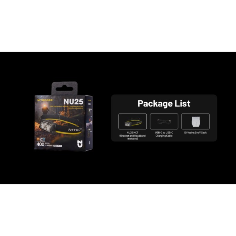Nitecore NU25 MCT (Black) UHE LEDs 400L Multiple Colour Temperatures Rechargeable Headlamp