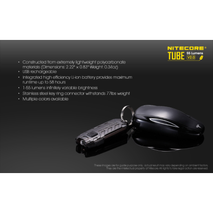 Nitecore TUBE V2.0 LED Keychain 55L Rechargeable Flashlight