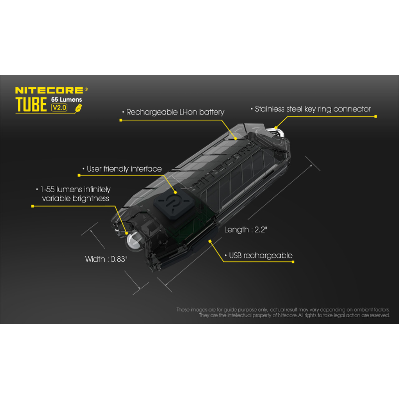 Nitecore TUBE V2.0 LED Keychain 55L Rechargeable Flashlight