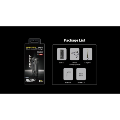 Nitecore EDC37 NiteLab UHi 20 MAX LED 8000 Lumens High Performance EDC USB Rechargeable Flashlight