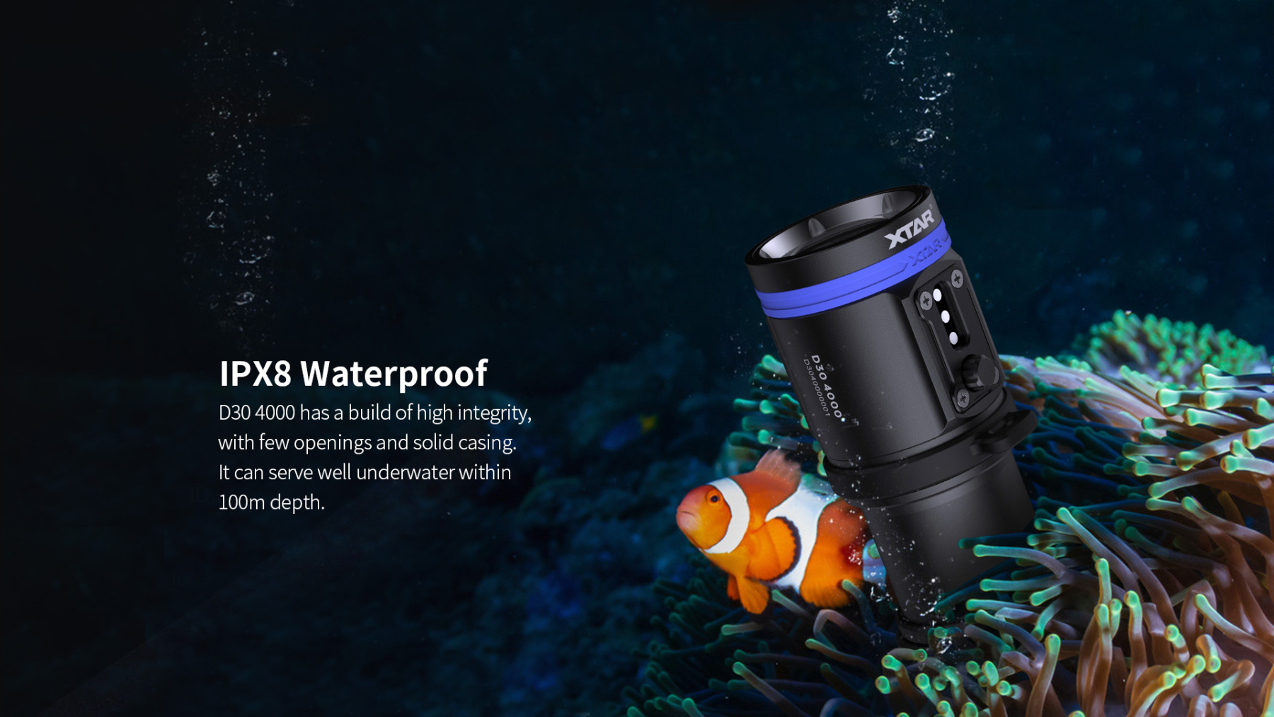 XTAR D30 4000 Lumens Diving Flashlight