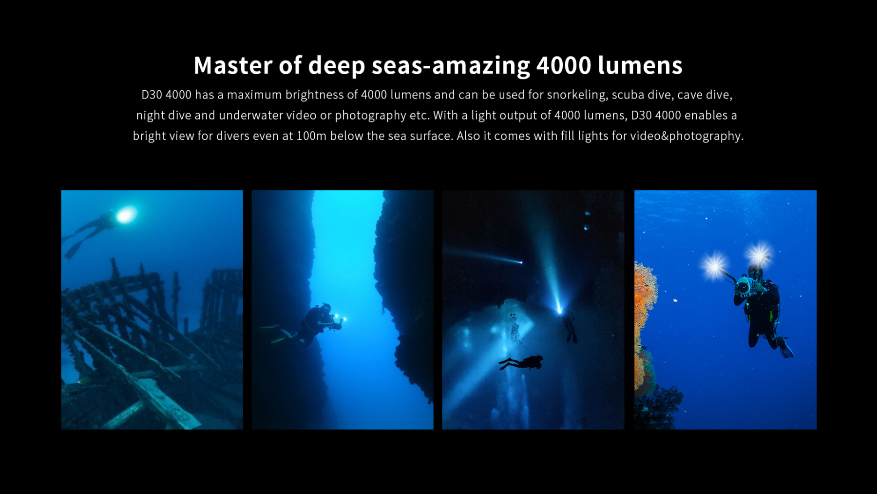 XTAR D30 4000 Lumens Diving Flashlight