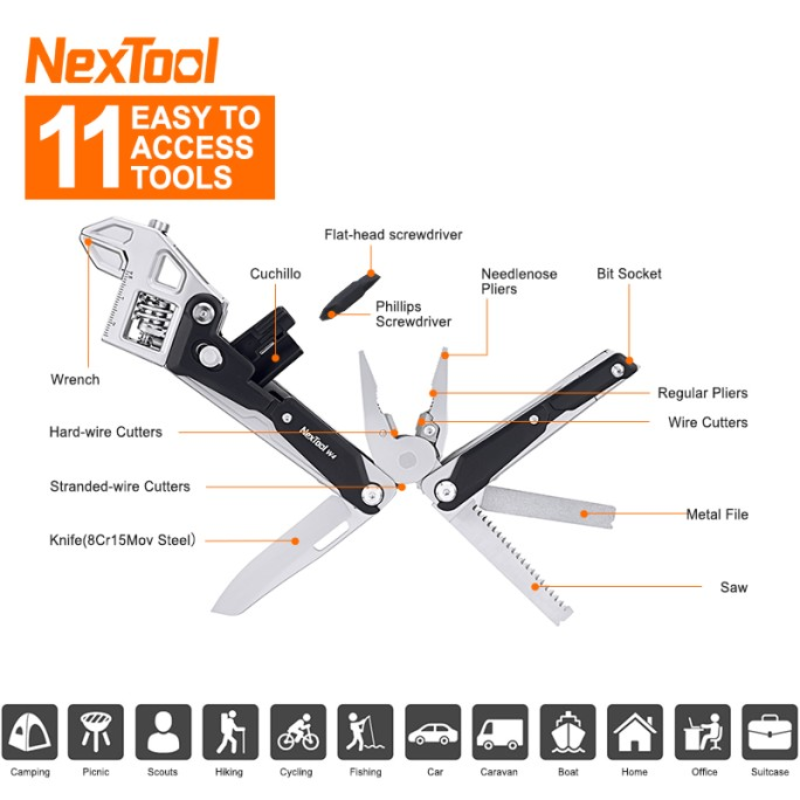 NexTool NE20362A Adjustable Wrench Pliers W4 Multitool 