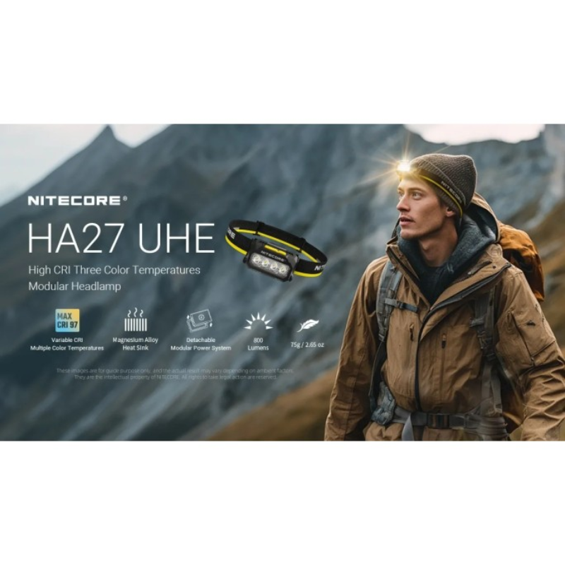 Nitecore HA27 UHE MCT 800L Multiple Color Temperatures Rechargeable Headlamp