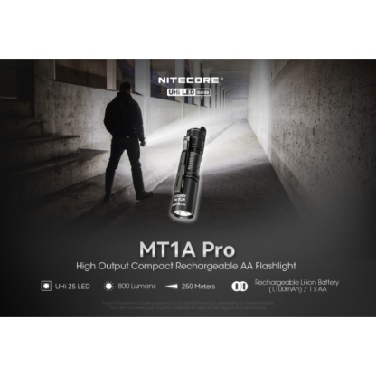 Nitecore MT1A Pro NiteLab UHi 25 LED 800L CW Flashlight w Rechargeable Battery