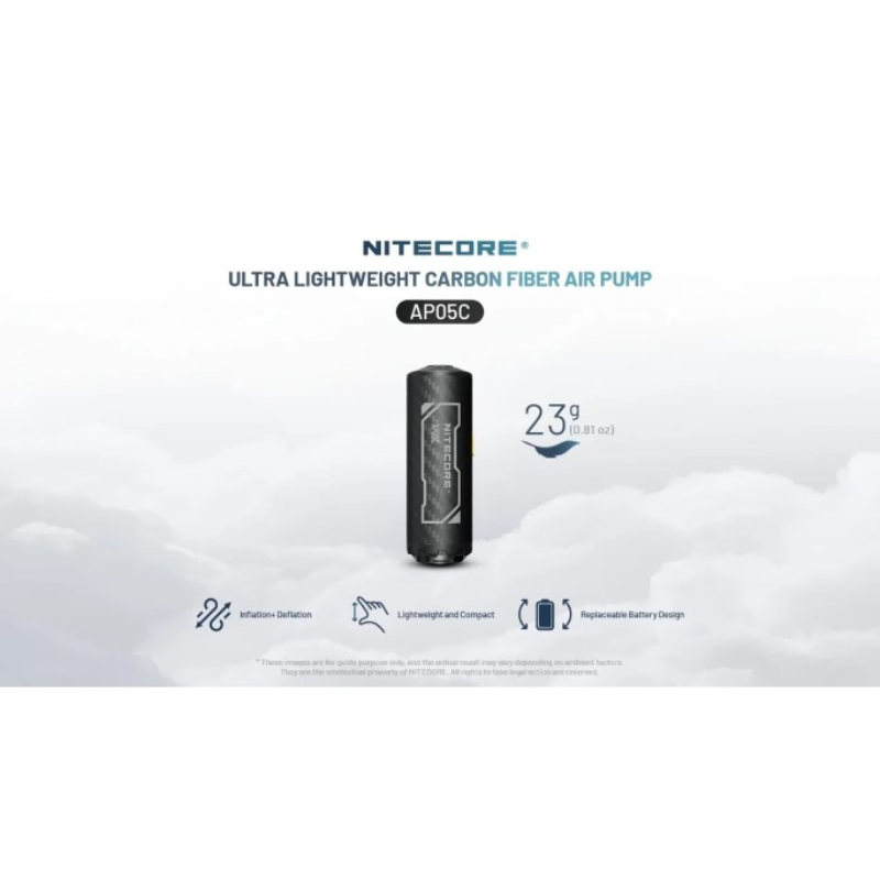 Nitecore AP05C Ultra Lightweight Carbon Fiber Air Pump + NL169R Battery