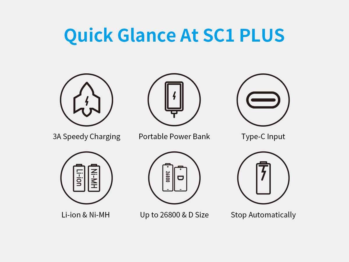 XTAR SC1 PLUS Tiny Power Bank & Li-ion Battery Charger