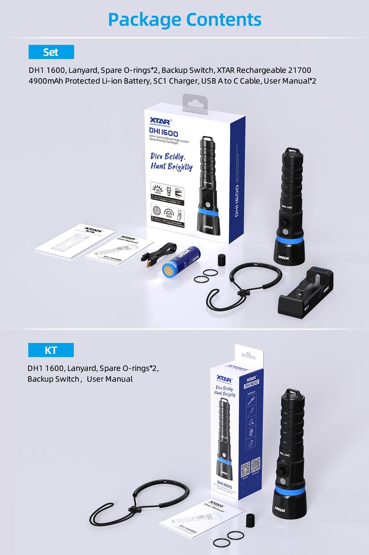 XTAR Hunter DH1 1600 Lumens Diving Flashlight