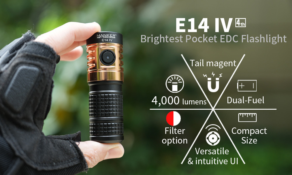 Manker E14 IV Rechargeable Flashlight 3000/4000 Lumens