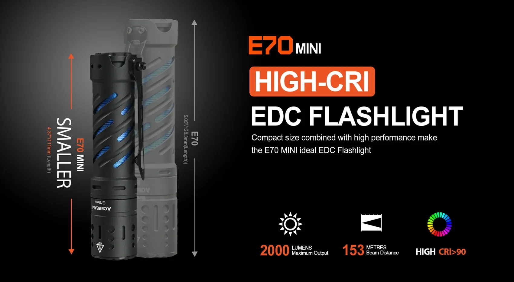 Acebeam E70 Mini 2000 Lumens EDC Flashlight