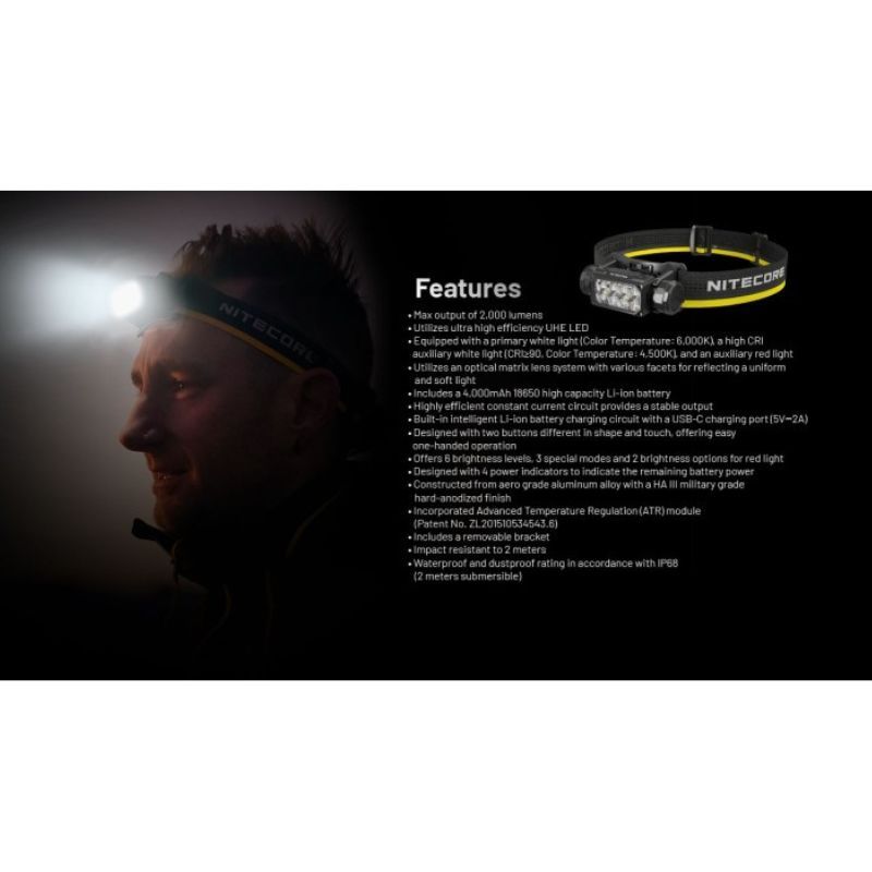 Nitecore HC65 UHE 8x NiteLab UHE LED 2000 Lumens Headlamp