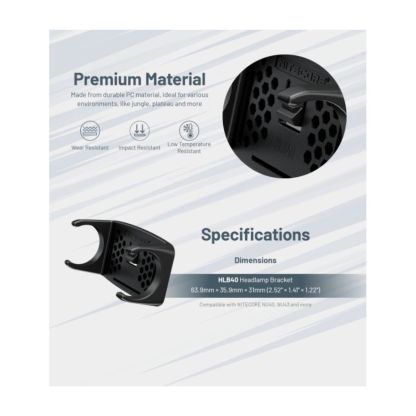 Nitecore HLB20, HLB30, HLB40, HLB50 Helmet Headlamp Bracket