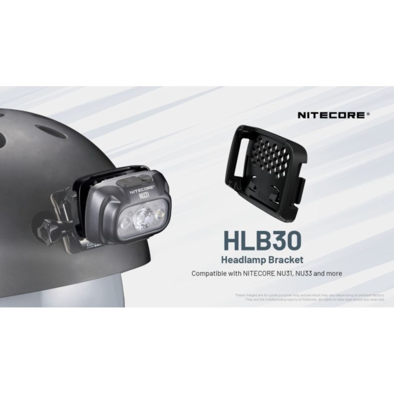 Nitecore HLB20, HLB30, HLB40, HLB50 Helmet Headlamp Bracket