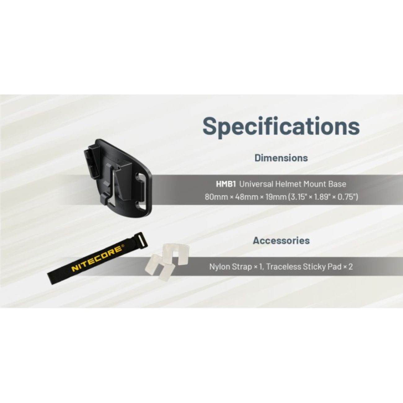 Nitecore HMB1 Universal Helmet NVG Mount Base for HLB20 / HLB30/ HLB40 / HLB50