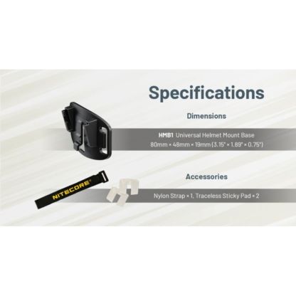 Nitecore HMB1 Universal Helmet NVG Mount Base for HLB20 / HLB30/ HLB40 / HLB50