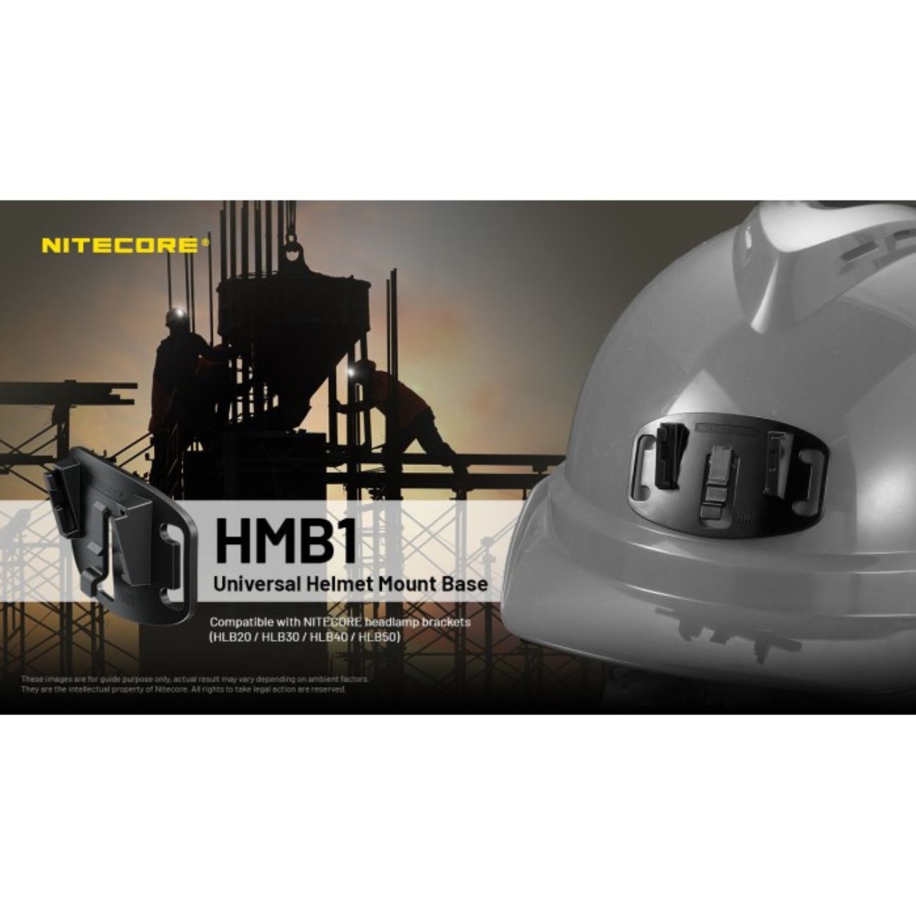 Nitecore HMB1 Universal Helmet NVG Mount Base for HLB20 / HLB30/ HLB40 / HLB50