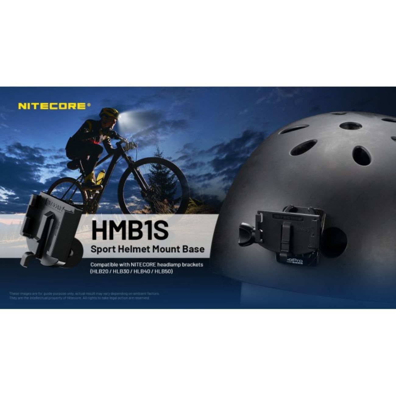 Nitecore HMB1S Sport Helmet GoPro Mount for HLB20 / HLB30 / HLB40 / HLB50