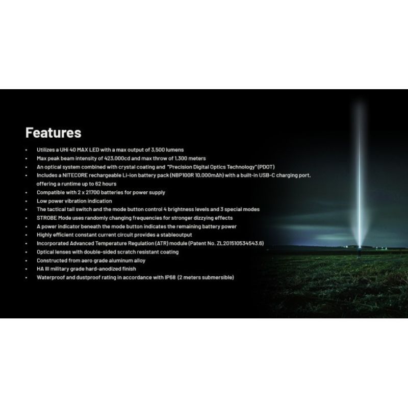 Nitecore MH40 Pro Nitelab UHi 3500 Lumen Flashlight