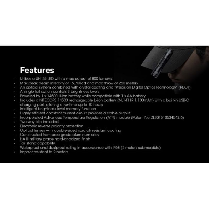 Nitecore MT1A Pro NiteLab UHi 25 800 Lumen Flashlight