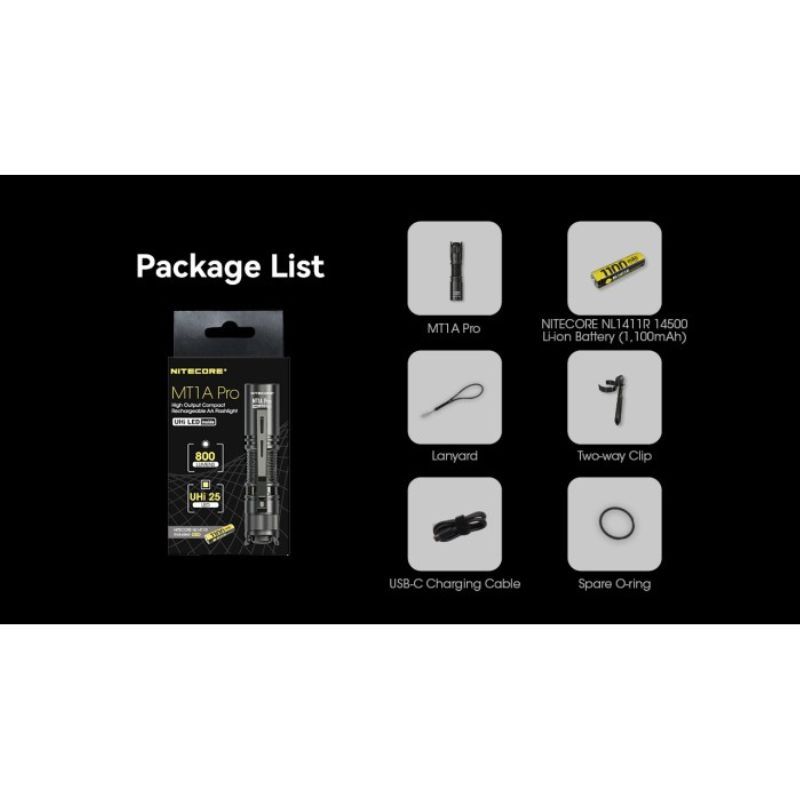 Nitecore MT1A Pro NiteLab UHi 25 800 Lumen Flashlight