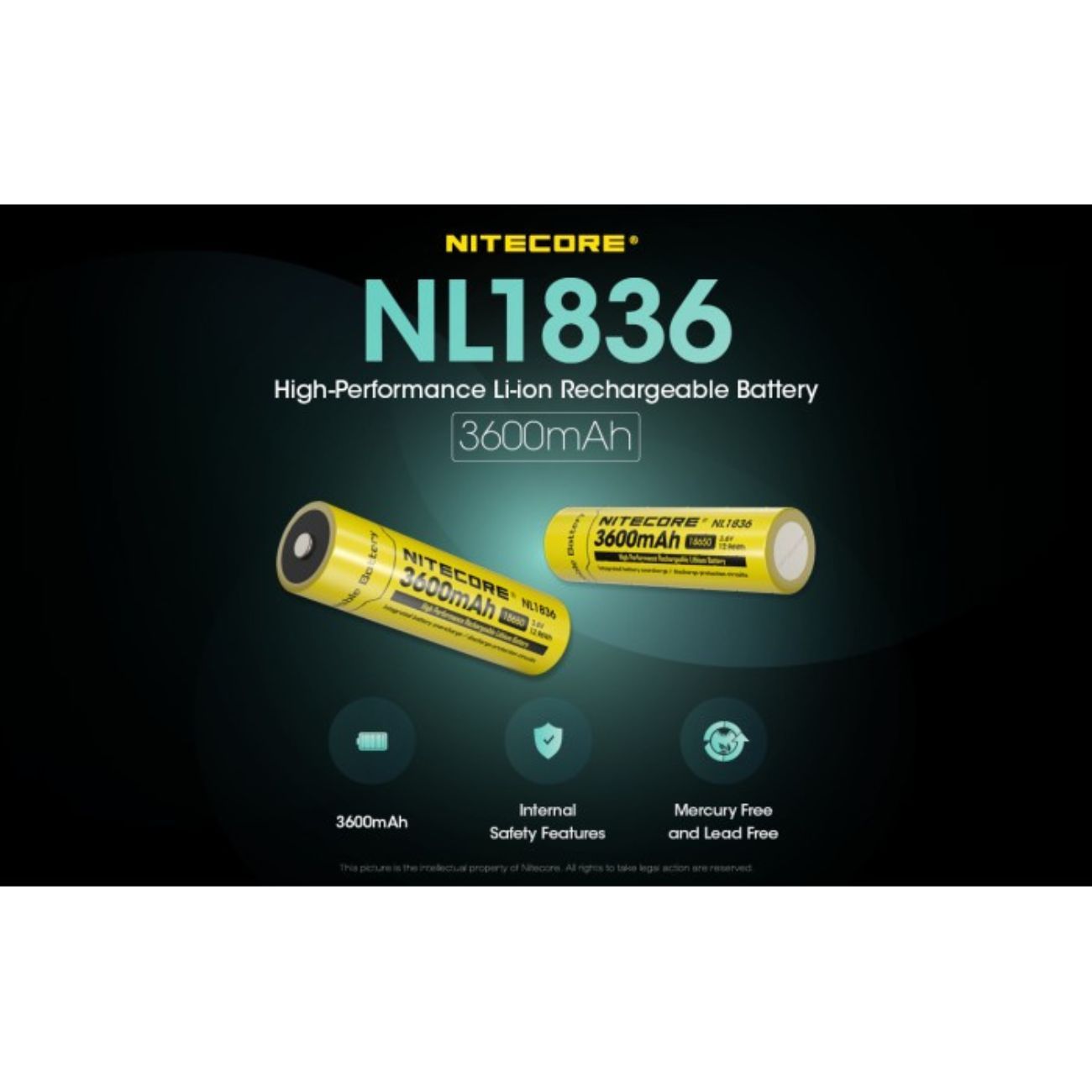 Nitecore NL1836 186500 3600mAh Battery