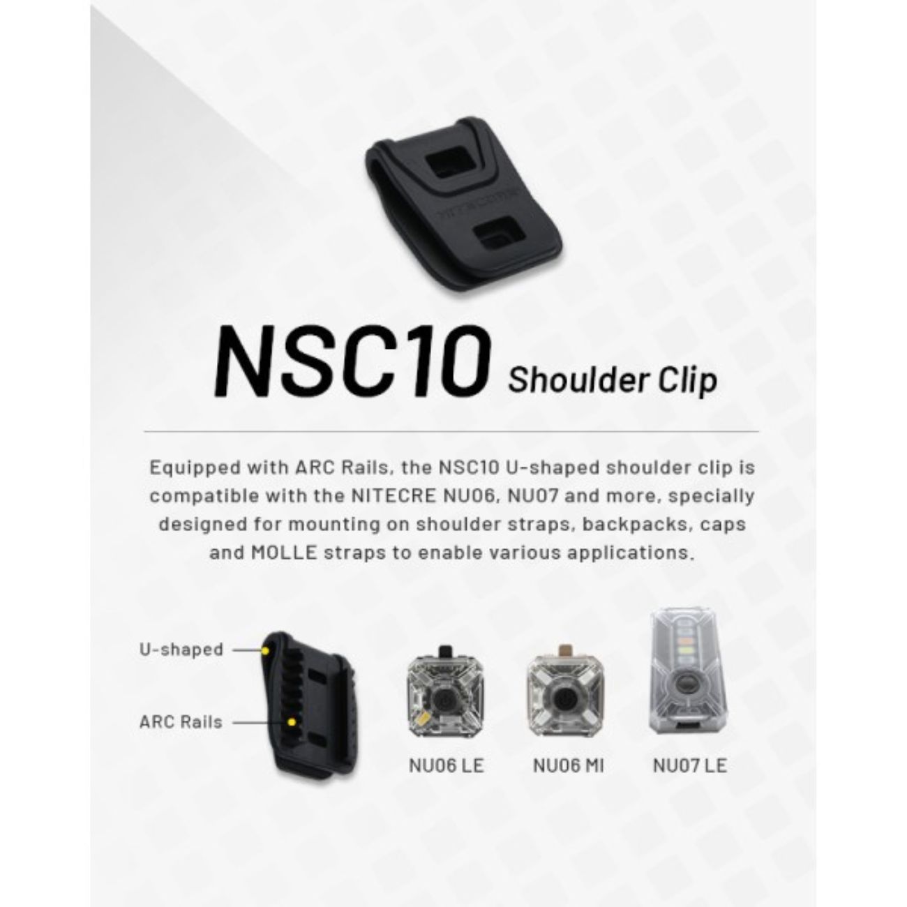 Nitecore NSC10 Shoulder Clip for NU06/NU07 and EMR05/EMR06