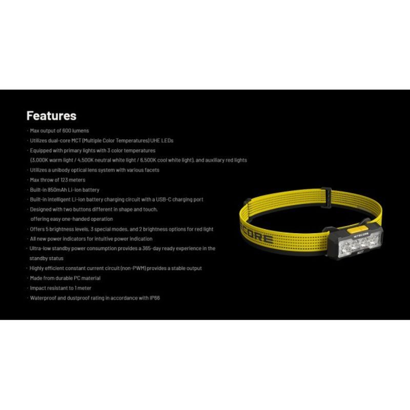 Nitecore NU27 NiteLab MCT UHE LED 600 Lumen Flashlight