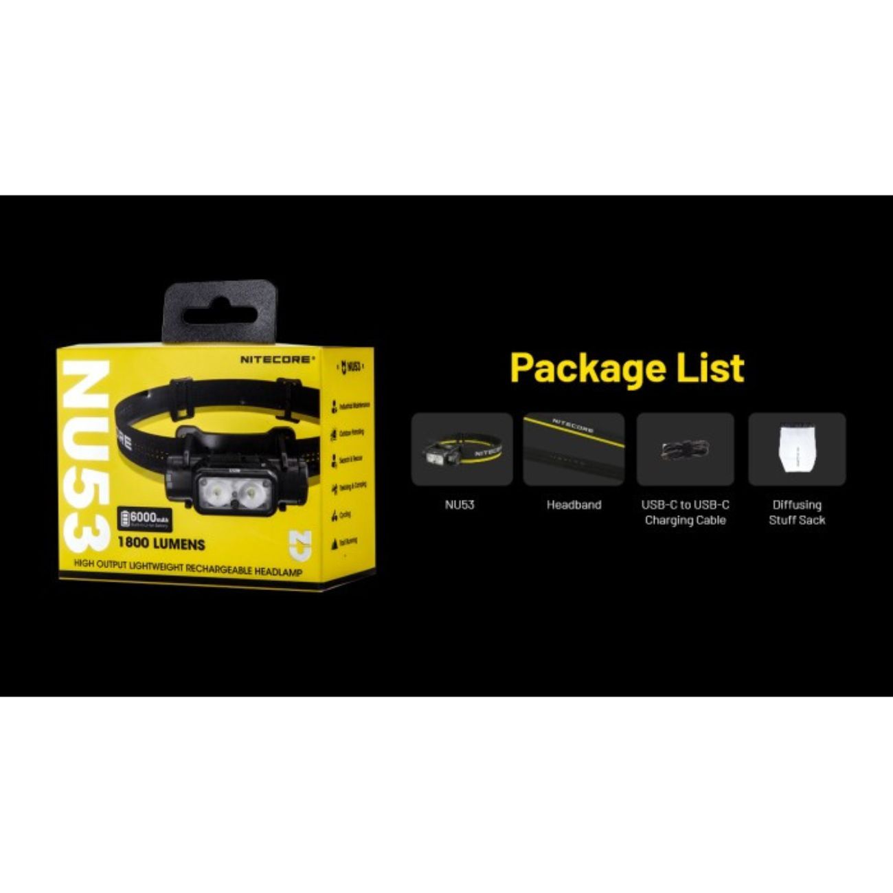 Nitecore NU53 1800 Lumen Spotlight + Floodlight Headlamp