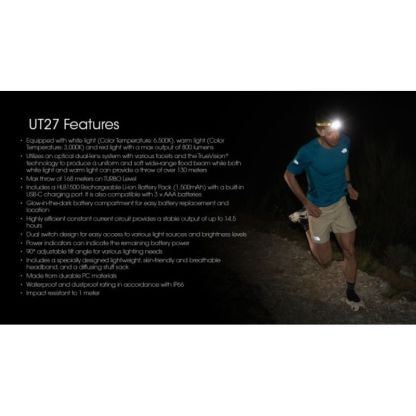Nitecore UT27 White/Red Light 800 Lumen Rechargable Headlamp (Pro Package)