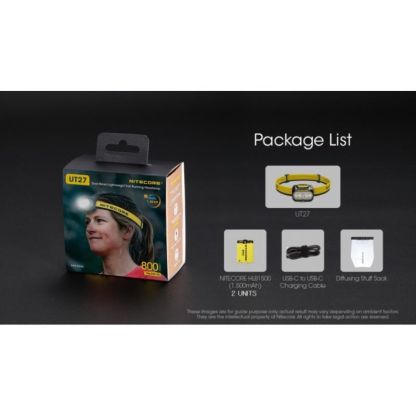 Nitecore UT27 White/Red Light 800 Lumen Rechargable Headlamp (Pro Package)