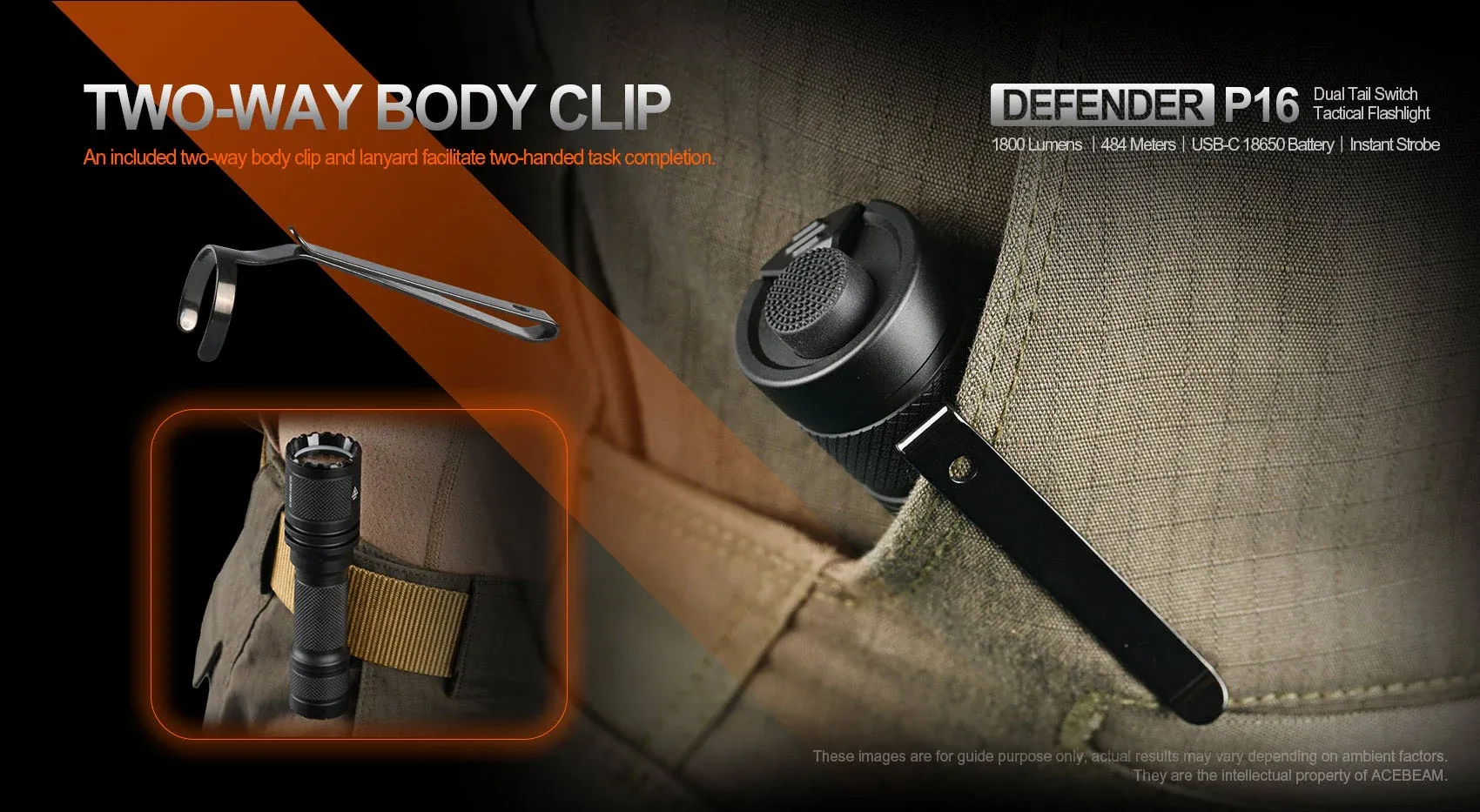 Acebeam Defender P16 1800 Lumens Flashlight