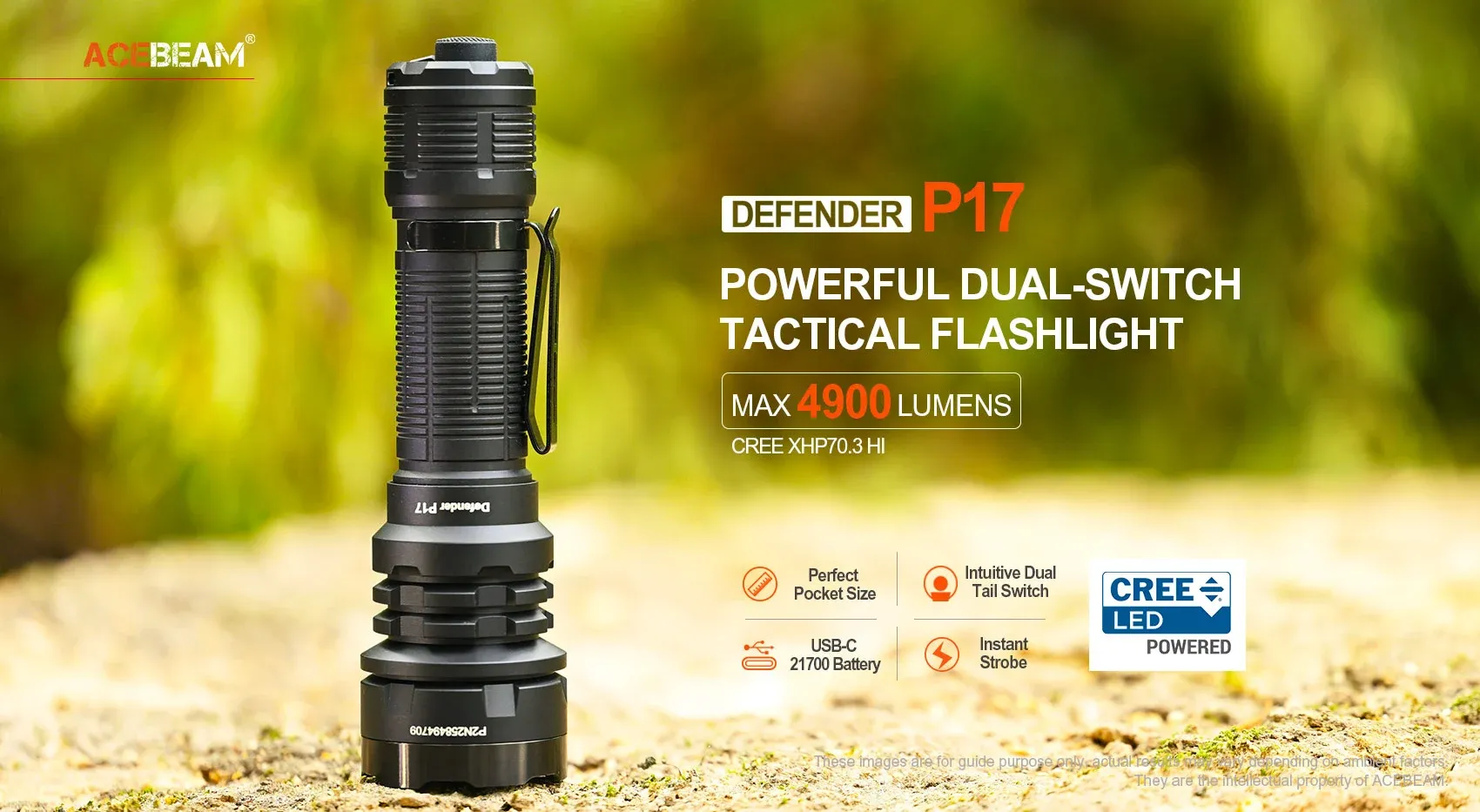 Acebeam Defender P17 4900 Lumens Tactical Flashlight