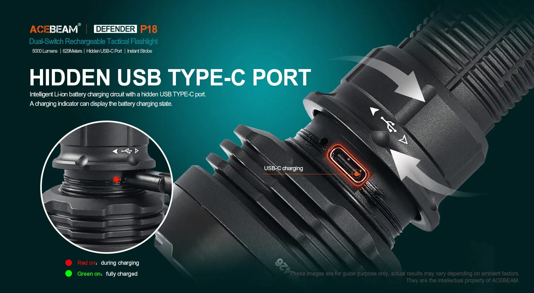 Acebeam P18 5000 Lumens Tactical Flashlight