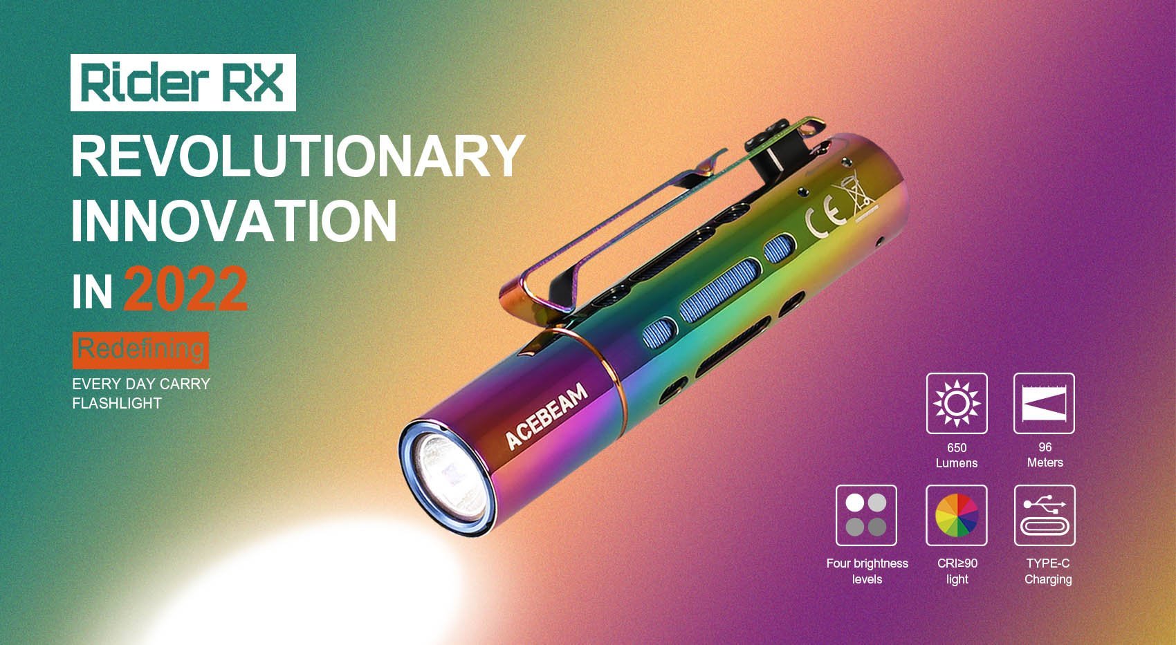 Acebeam Rider RX SS 650 Lumens EDC Flashlight