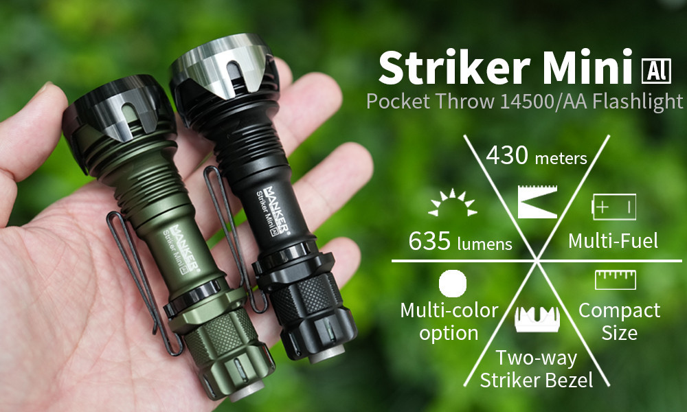Manker Striker Mini Rechargeable EDC Tactical Flashlight 635 Lumens
