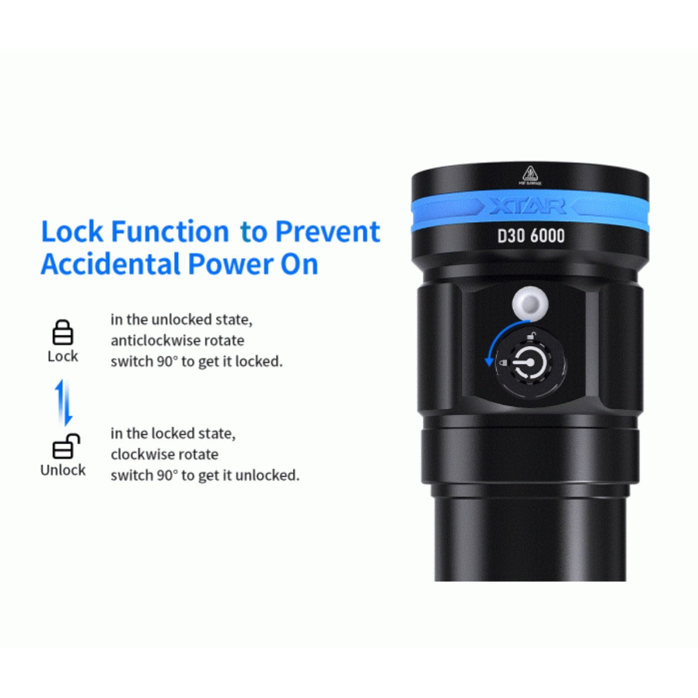 XTAR D30 100m Underwater Photography Diving 6000 Lumen Flashlight