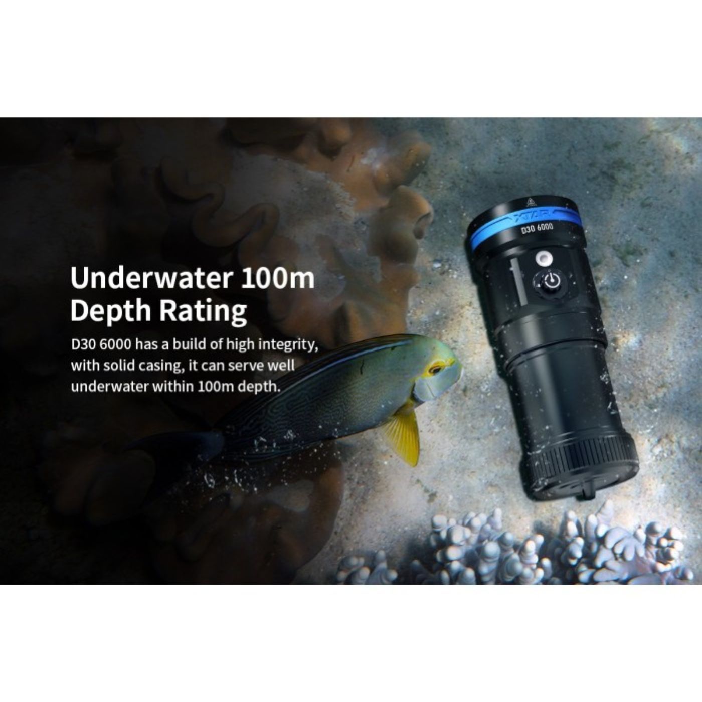 XTAR D30 100m Underwater Photography Diving 6000 Lumen Flashlight
