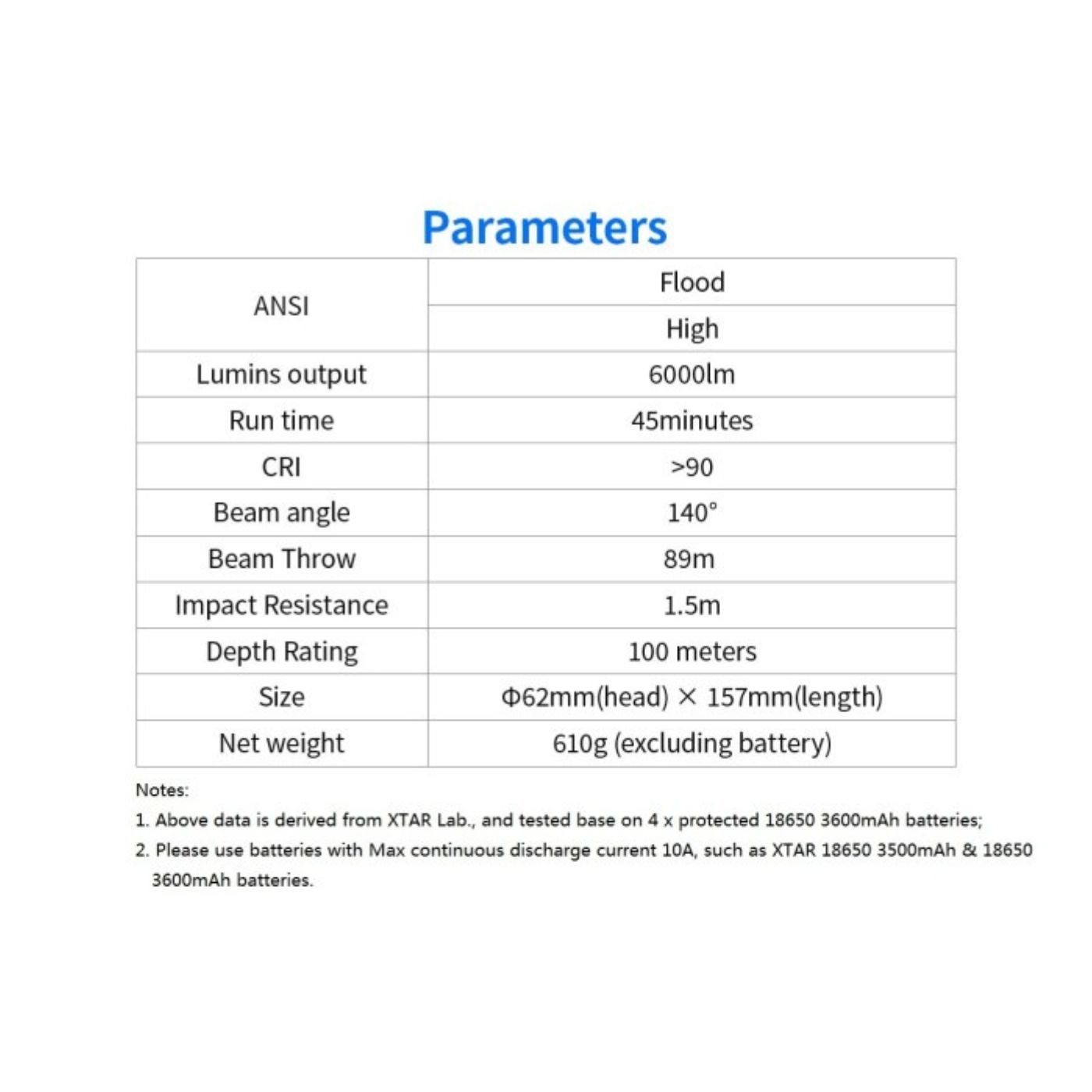 XTAR D30 100m Underwater Photography Diving 6000 Lumen Flashlight