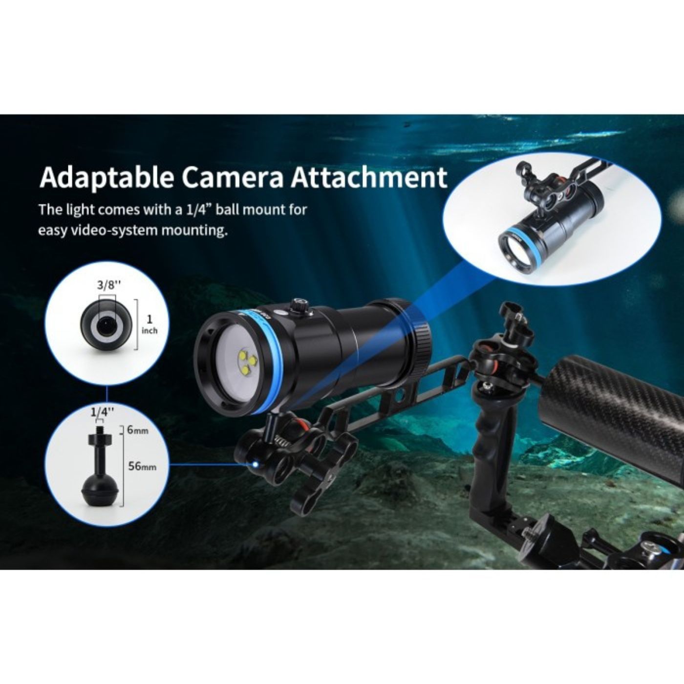 XTAR D30 100m Underwater Photography Diving 6000 Lumen Flashlight