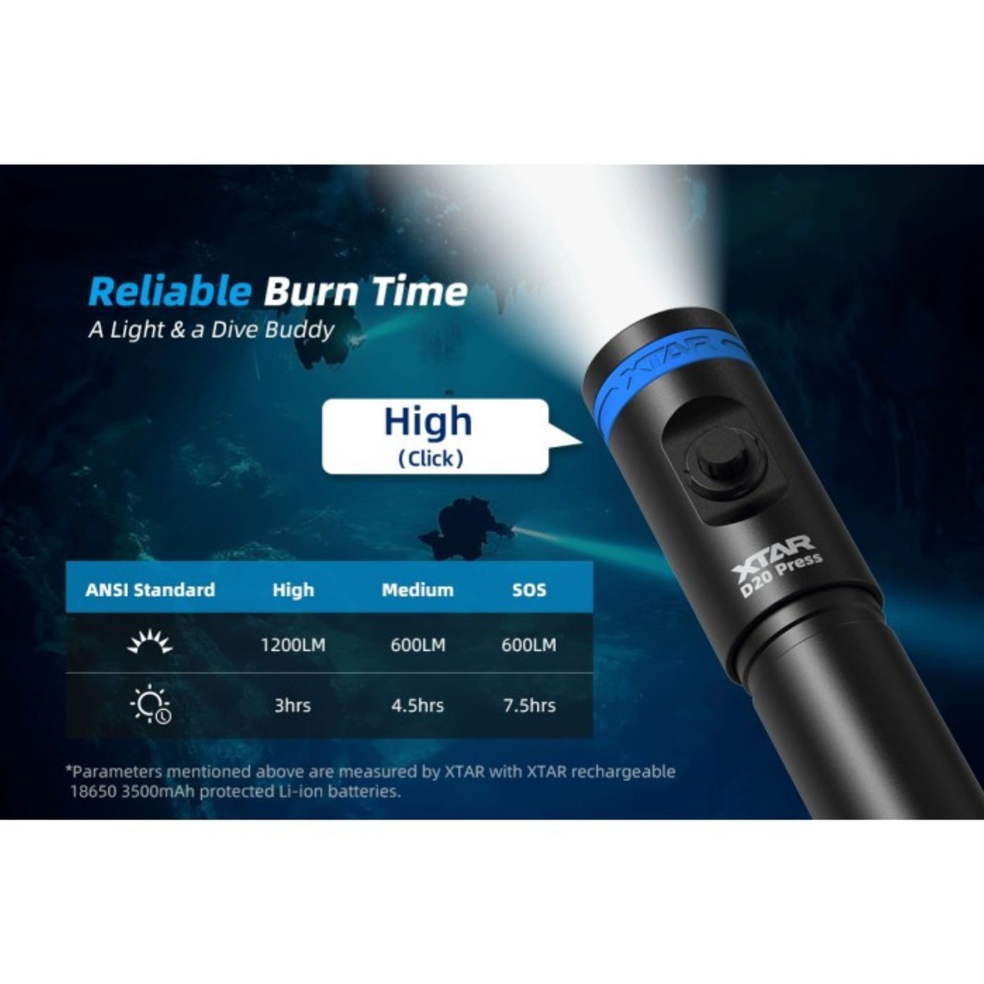 Xtar D20 1200 Lumen Compact Diving Flashlight