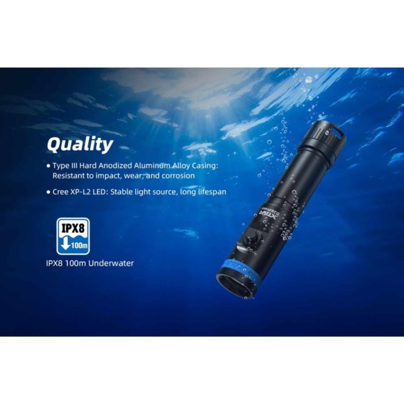 Xtar D20 1200 Lumen Compact Diving Flashlight