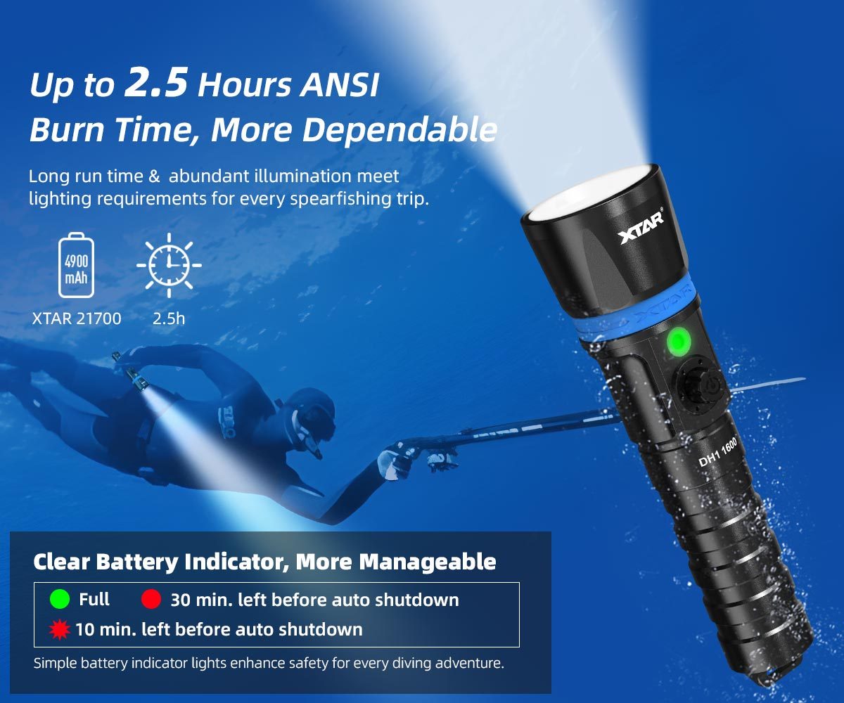 XTAR Hunter DH1 1600 Lumens Diving Flashlight
