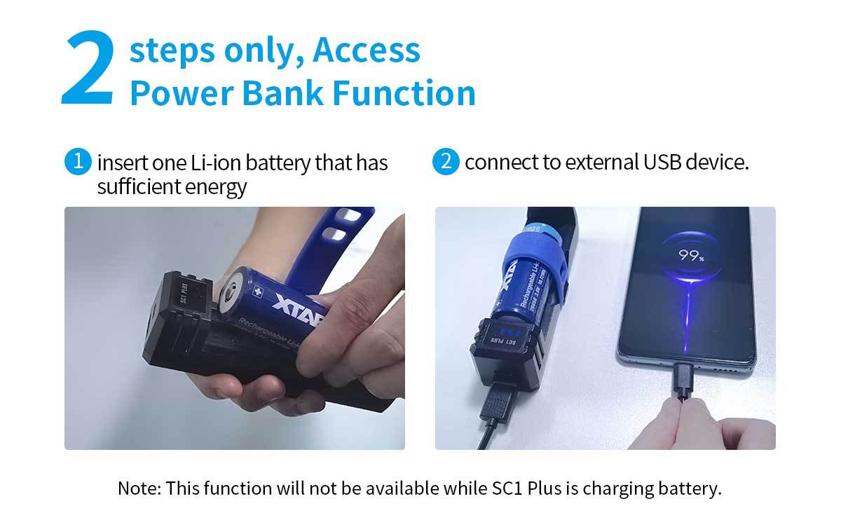 XTAR SC1 PLUS Tiny Power Bank & Li-ion Battery Charger