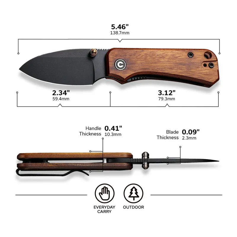 CIVIVI Baby Banter Black Blade Cuibourtia Wood