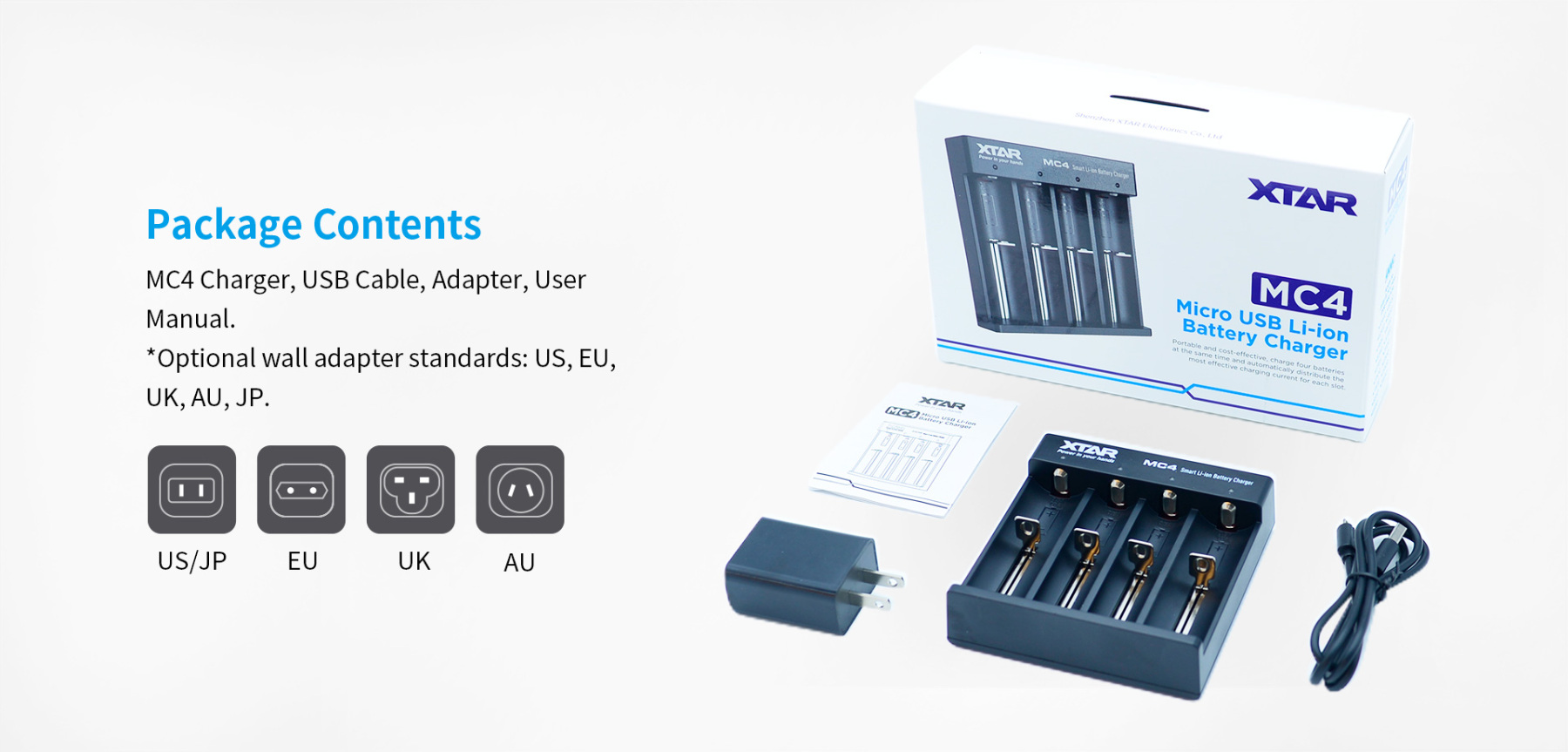 Xtar MC4 Micro USB Li-ion Battery Charger